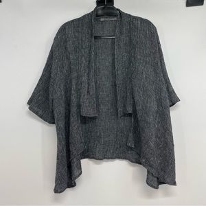 Beau Jours Jacket Chambray Linen Crinkle Waterfall Drape Front Open Size L